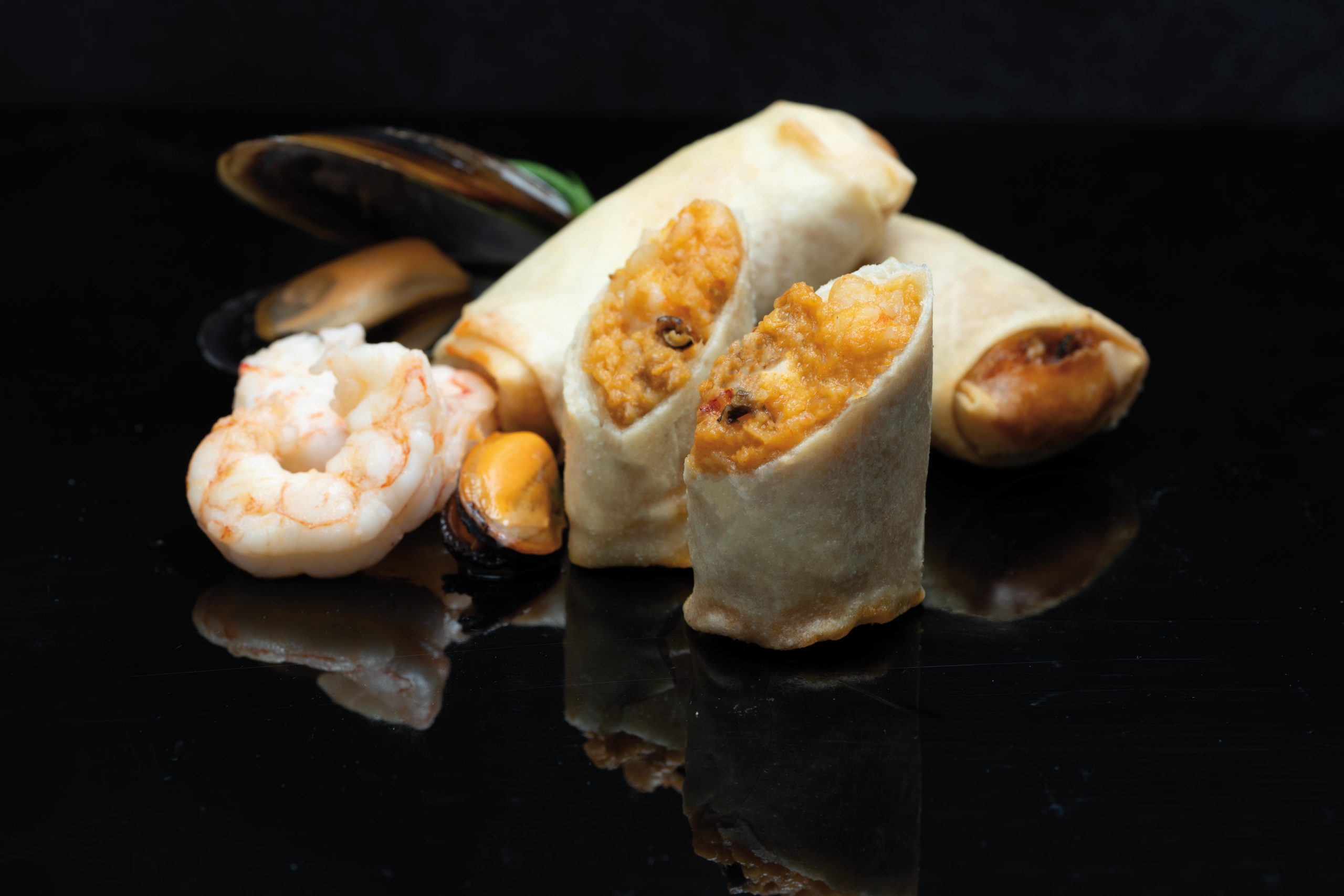 Rollito de Marisco con Gambón